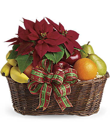  Panier de fruits et poinsettia